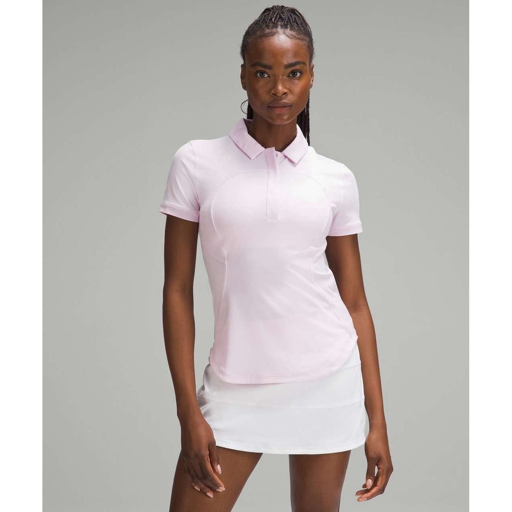 Lululemon Quick Drying Short Sleeve Polo Slim Size 10 Meadowsweet Pink